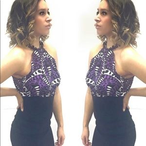 Purple, black, and white chained shirt